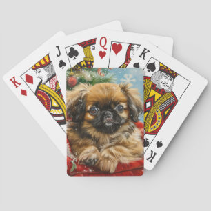 Baralho Pekingese Cachorro Natal Festivo