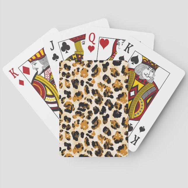 Baralho Pele-leopardo de aquarela, gradiente de coloração  (Verso)