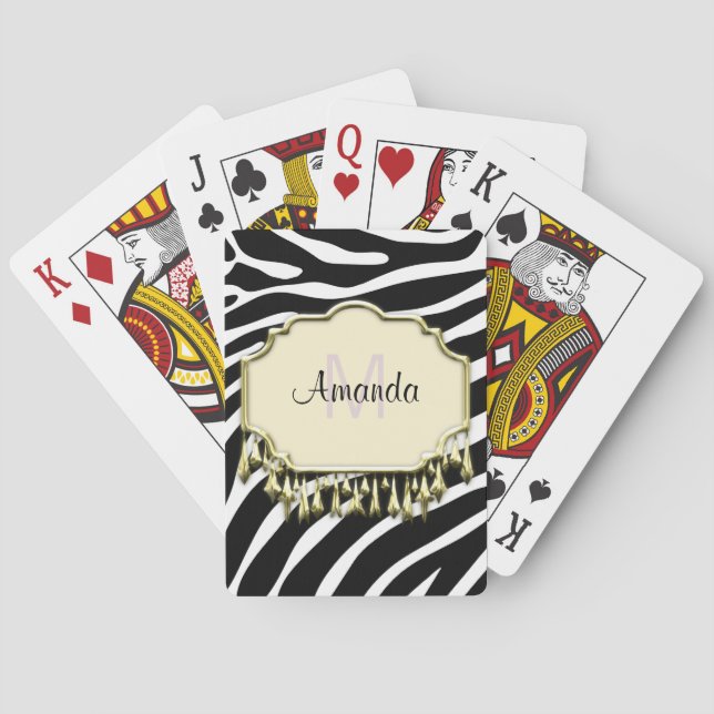 Baralho Pele retro da zebra com Bling Dourado (Verso)