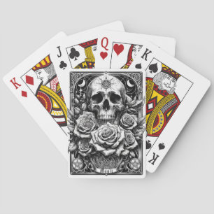 Baralho Pentacle Crânio de Esqueleto e Rosas Arte de Tarot