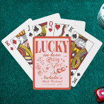 Baralho Personalizada Festa de solteira Las Vegas<br><div class="desc">Torne inesquecível a celebração da sua solteira com nossos Cartões de Poker Personalizados de Las Vegas, rosa e vermelho, "Lucky in Love". Essas placas vibrantes combinam diversão e funcionalidade, capturando perfeitamente o espírito de um fim de semana temático "Bebado no Amor". Apresentando temas divertidos como "Vegas Before Vows" e "Lucky...</div>