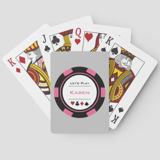 Baralho Personalizado Chip De Poker De Casino Cor-De-Rosa  (Verso)