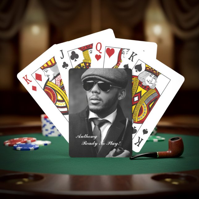 Baralho Personalizado Personalizado De Foto Preto E Branco (Custom Black And White Photo Modern Personalized Poker Cards is great to play with family and friend)