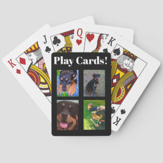 Baralho Personalize 4-Photos & Text Lucky Dog Poker Cards