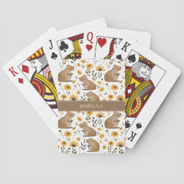 Baralho Personalized Floral Capybara Playing Cards