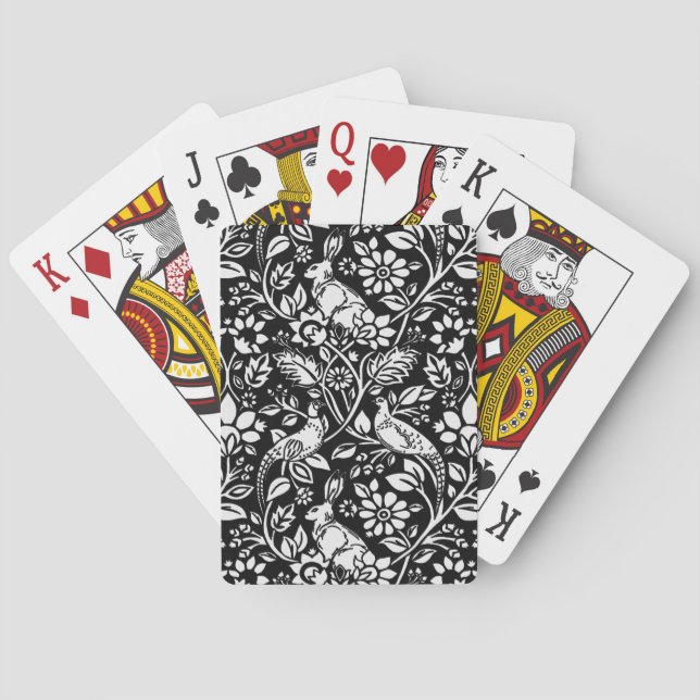 Baralho Pheasant and Hare Patterno, Preto e Branco (Verso)