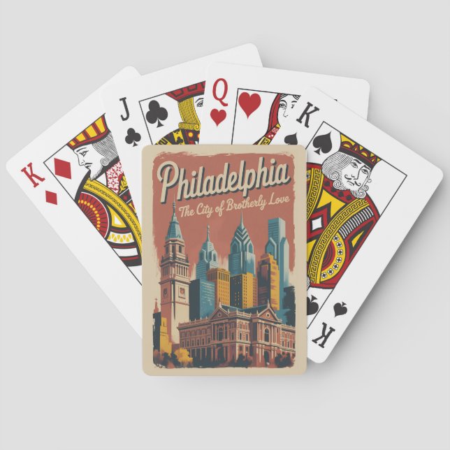 Baralho Philadelphia Pennsylvania Illustration Travel Art (Verso)