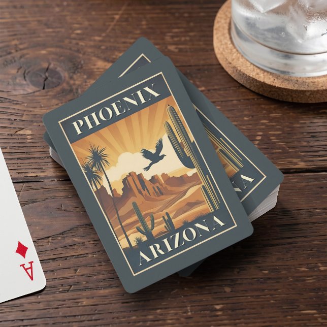 Baralho Phoenix Arizona Retro Travel Poster Playing Cards (Criador carregado)