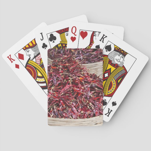 Baralho Pimentos vermelhos no mercado local de produção (Verso)