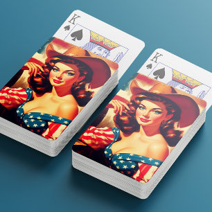 Baralho Pin-up de Cowgirl Americana Retrô