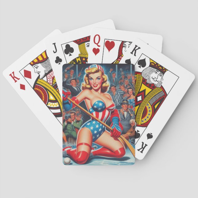 Baralho Pin-up de Hóquei Retro (Verso)