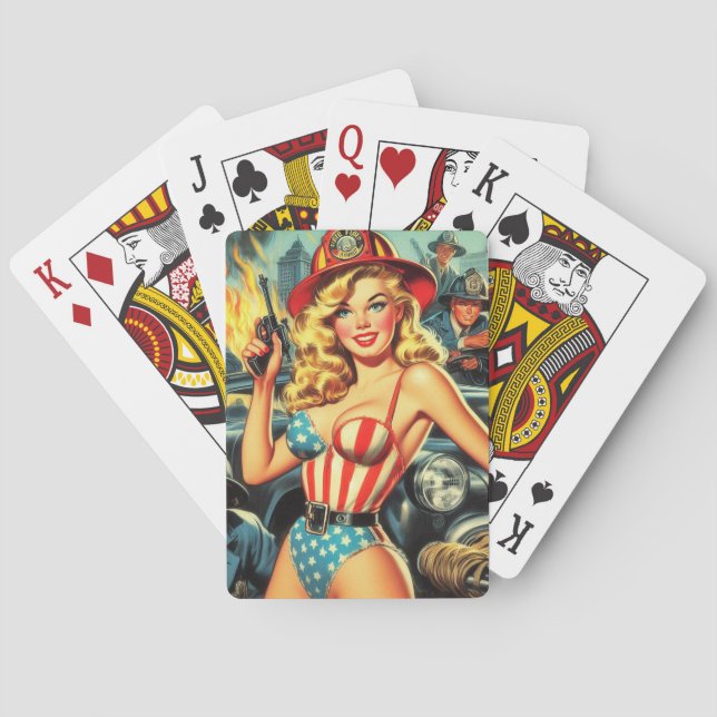 Baralho Pin-up do Vintage Firefighter (Verso)