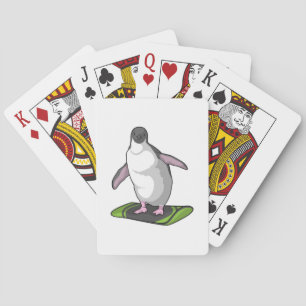Baralho Pinguim como Snowboarder com Snowboard