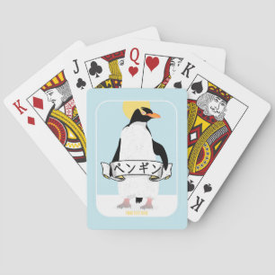 Baralho Pinguim escrevendo japonês que lê pinguim