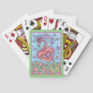 BARALHO PINK FLAMINGO CUPID E NAMORADOS DE CORAÇÕES DE VOO