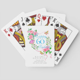 Baralho Pink Rose Ribbon 60th Birthday