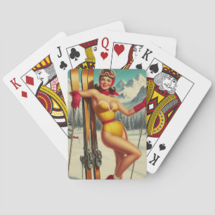 Baralho Pino de Esqui de Vintage bonito para cima