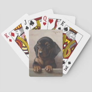 Baralho Pintura a Óleo de Retrato de Cachorrinho de Wiener
