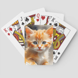 Baralho Pintura aquosa de um gato laranja giro