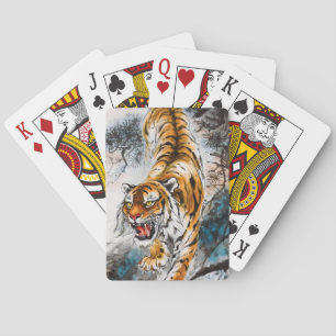 Baralho Pintura clássica de tigre de sumi-e tigre chinesa