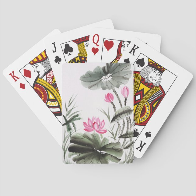 Baralho Pintura da aguarela da flor de Lotus (Verso)