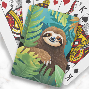Baralho Pintura da Selva de Preguiça Feliz Fofa