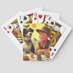 Baralho Pintura de Cães e Crianças Retro Cujo Cão e Crianç