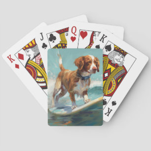 Baralho Pintura de Surf na Praia com Brittany Spaniel