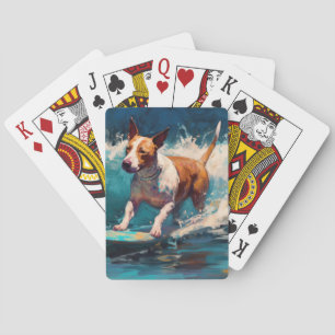 Baralho Pintura de Surf na Praia de Bull Terrier