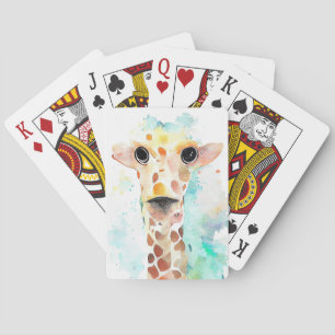 Baralho Pintura em Aquarela de Giraffe Wild Animal Nature