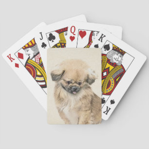 Baralho Pintura em Pekingese - Arte de Cachorro Original