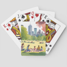 Piquenique no Boston Common | Pintura em Aquarela 