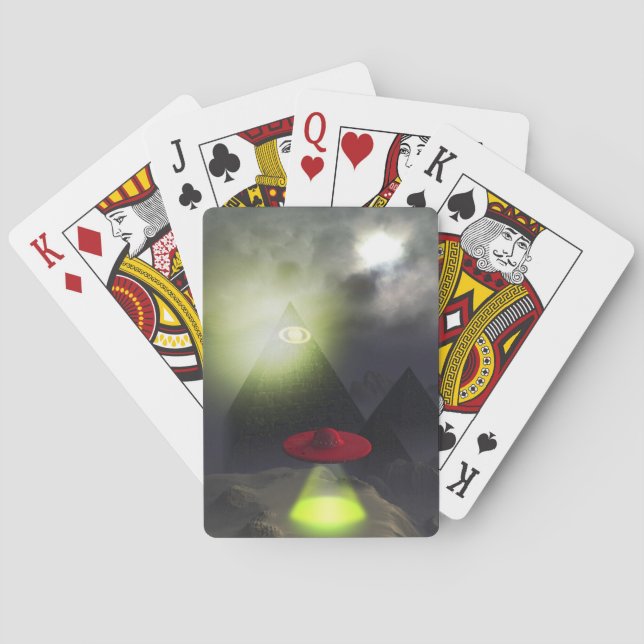 Baralho Pirâmide Illuminati e Cartões de Reprodução de OVN (Verso)