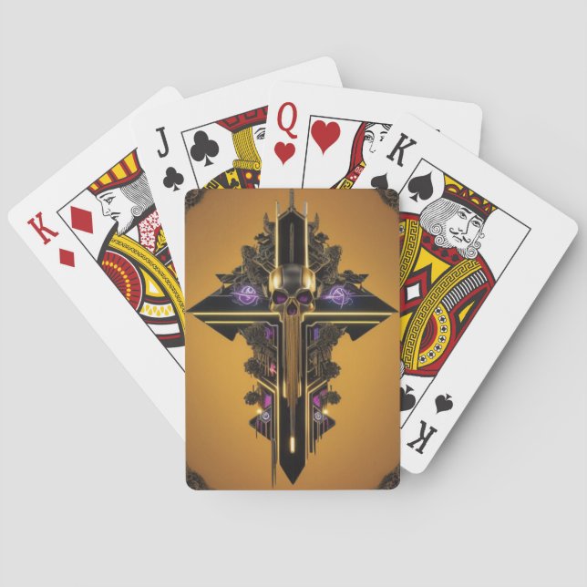 Baralho Placa de Reprodução de Caveira Gótica (Verso)