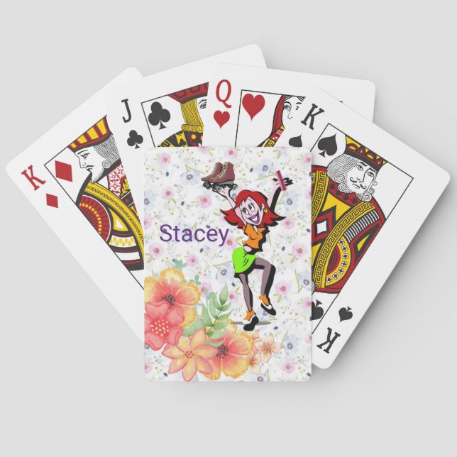 Baralho Placa de Reprodução Floral de Patinação (Verso)