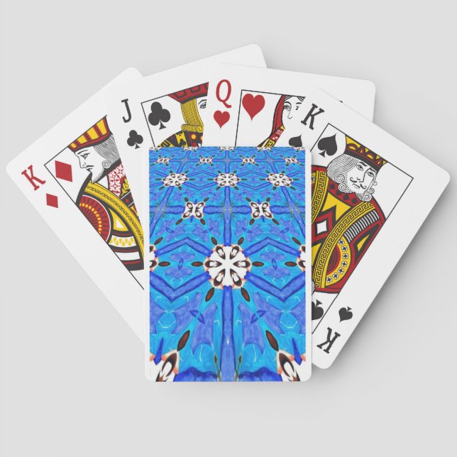 Baralho placas de jogar grade em matriz azul (Verso)