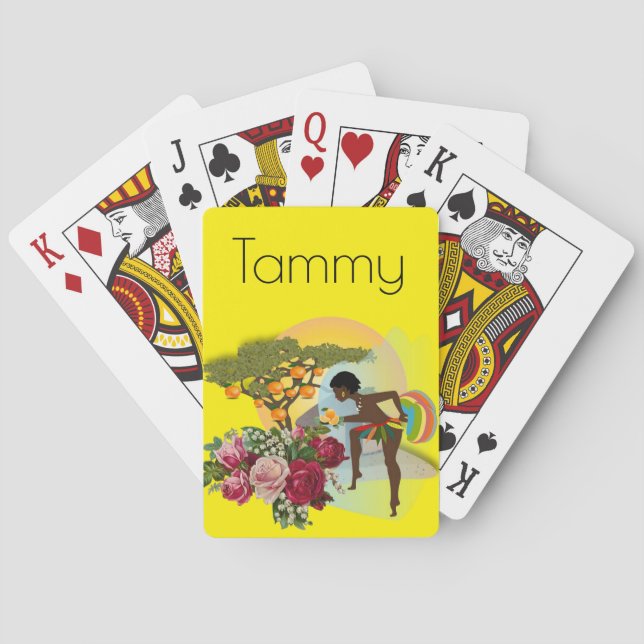 Baralho Play Card Deck African Woman Floral Yellow (Verso)