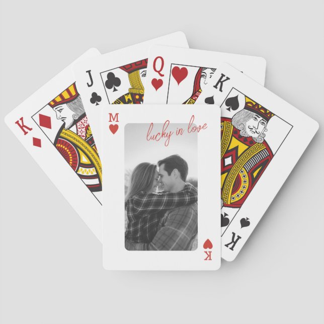Baralho Playing Card Couple Photo Romantic Love Heart Gift (Verso)