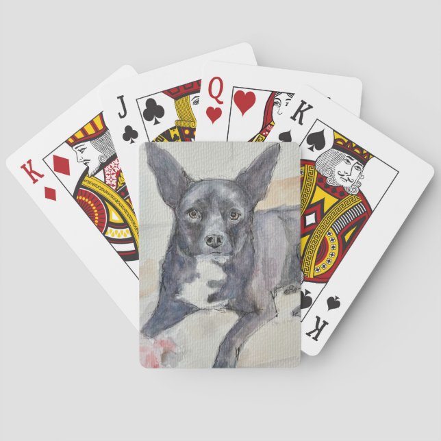 Baralho Playing Cards with Watercolor of Perceptive Dog (Verso)