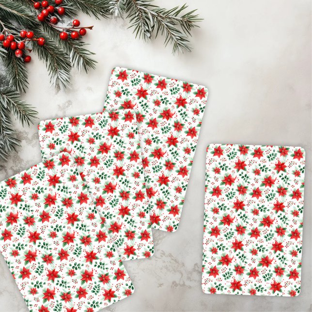 Baralho Poinsettia Botânica Minimalista da Aquarela (Criador carregado)