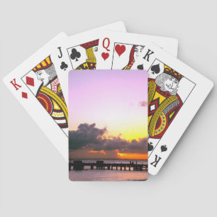 Baralho pôr do sol surpreendente de laranja roxo no Méxi