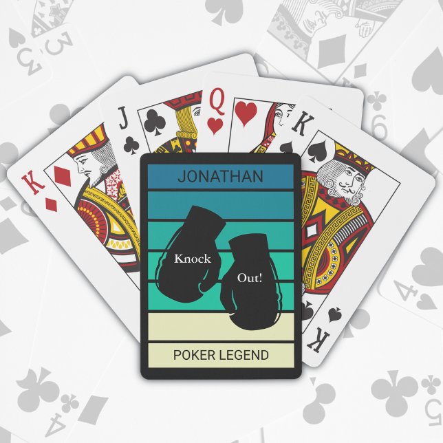 Baralho Pôr Fora Da Legenda De Poker Luvas Boxas Nome Mono (Personalize with name and text)
