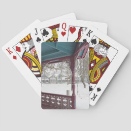 Baralho Porch View em um dia de neve - Martha's Vineyard