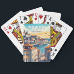 Baralho Porto Portugal Viagem Art Vintage<br><div class="desc">Porto retro vetor viagem design. Porto é uma cidade costeira do noroeste de Portugal conhecida pelas suas pontes estaduais e pela produção de vinho do porto.</div>