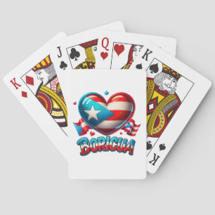 Baralho Porto Rico Boricua Love Heart Flag
