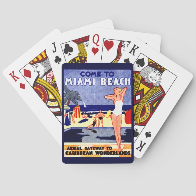 Baralho poster de viagens de Miami Beach de 1925 (Verso)