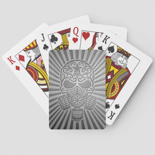 Baralho Posto Apocalipta Açúcar Crânio, efeito aço (Verso)