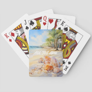 Baralho Praia de Aquarela com Cartões de Brincadeira