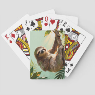 Baralho Preguiça Fofa Tropical Vibes de Animais da Selva R