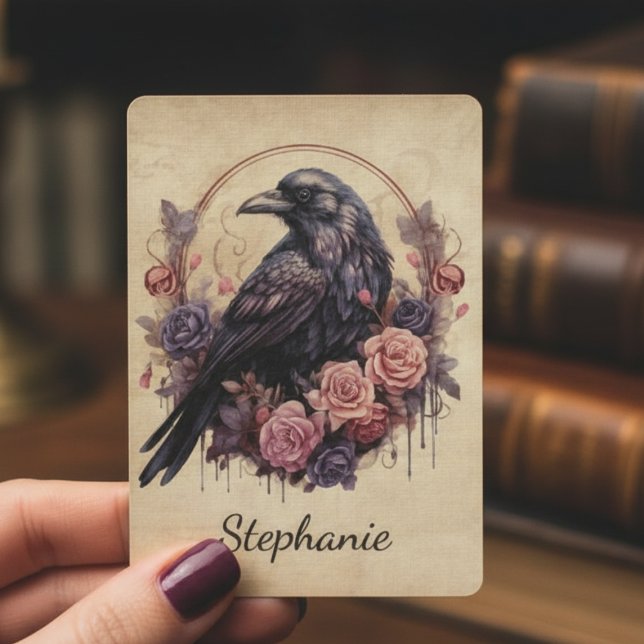 Baralho Presente Botânico de Corvo Gótico Bruxaria Naturez (Dark academia black raven playing cards
)